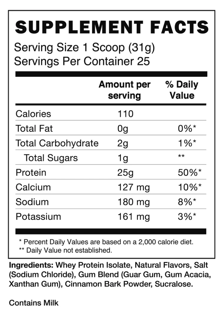 CBUM Itholate Protein Cinnamon Crunch Cereal nutrition label