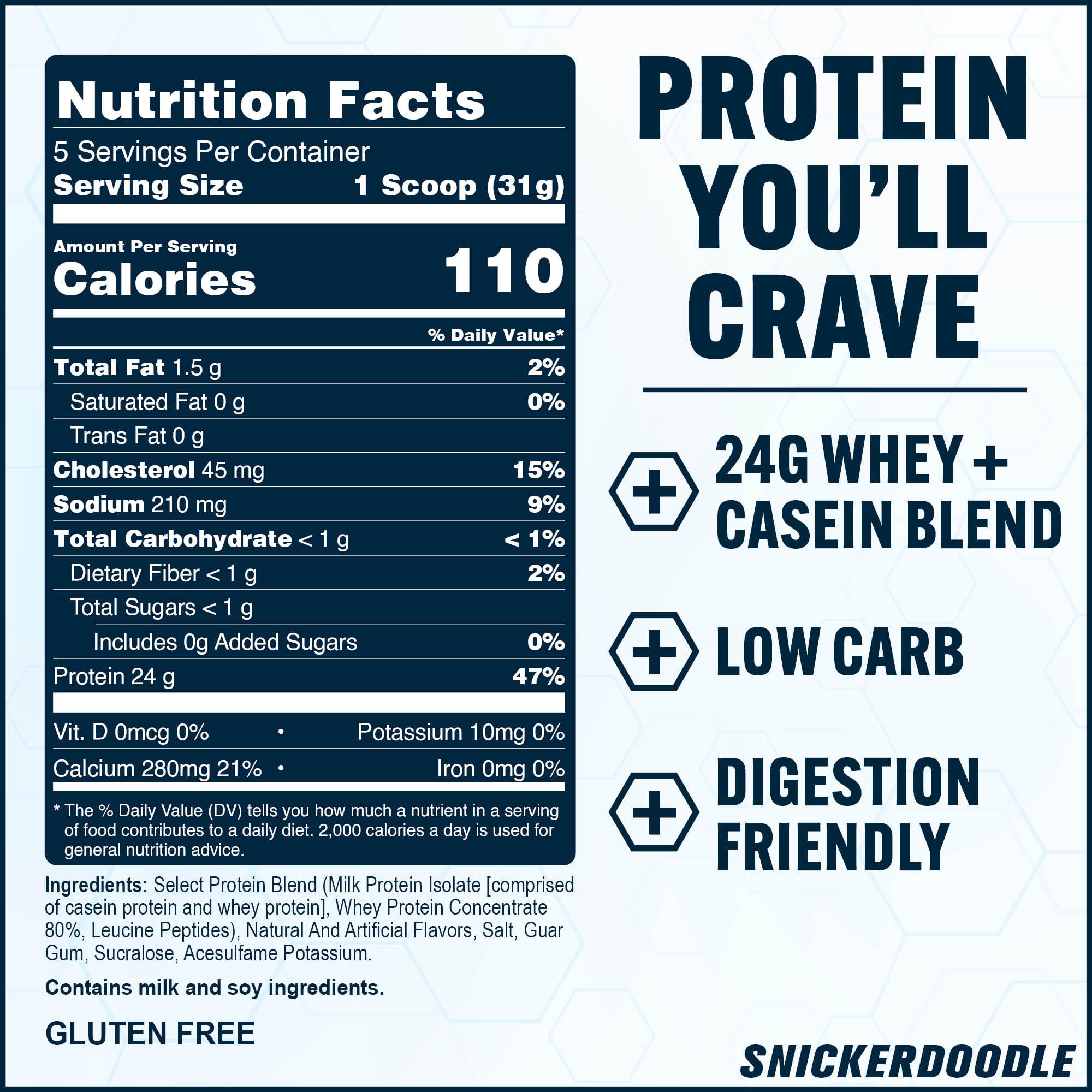 PEScience Select Snickerdoodle nutrition label
